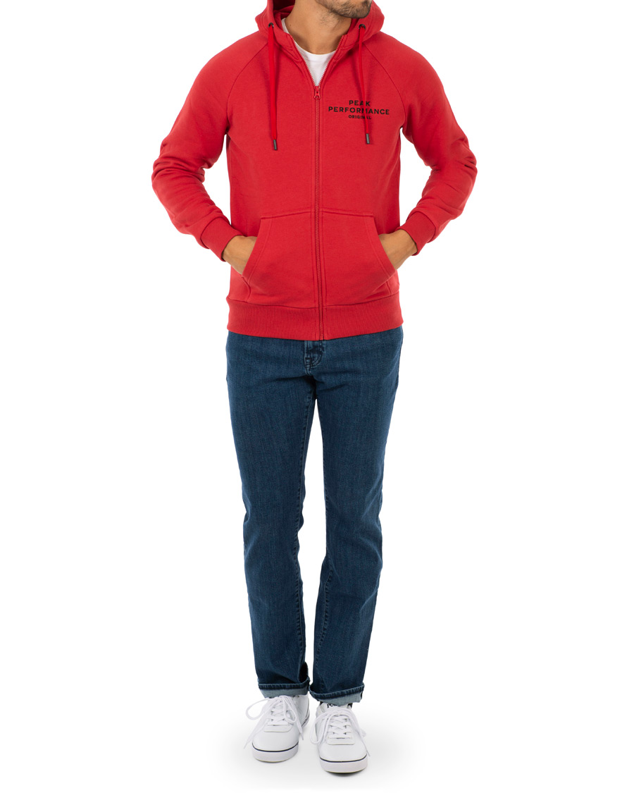 Heren | Truien | Peak Performance | Logo Zip Hoodie Red