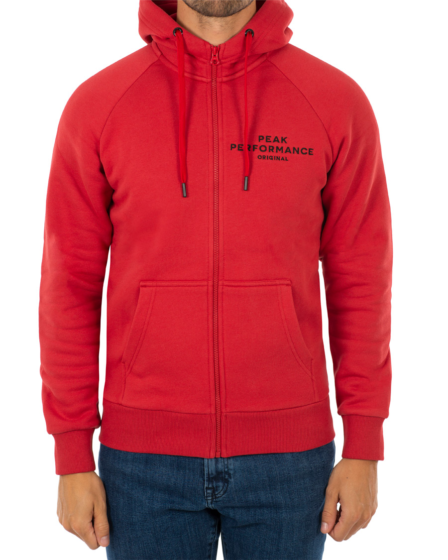 Heren | Truien | Peak Performance | Logo Zip Hoodie Red