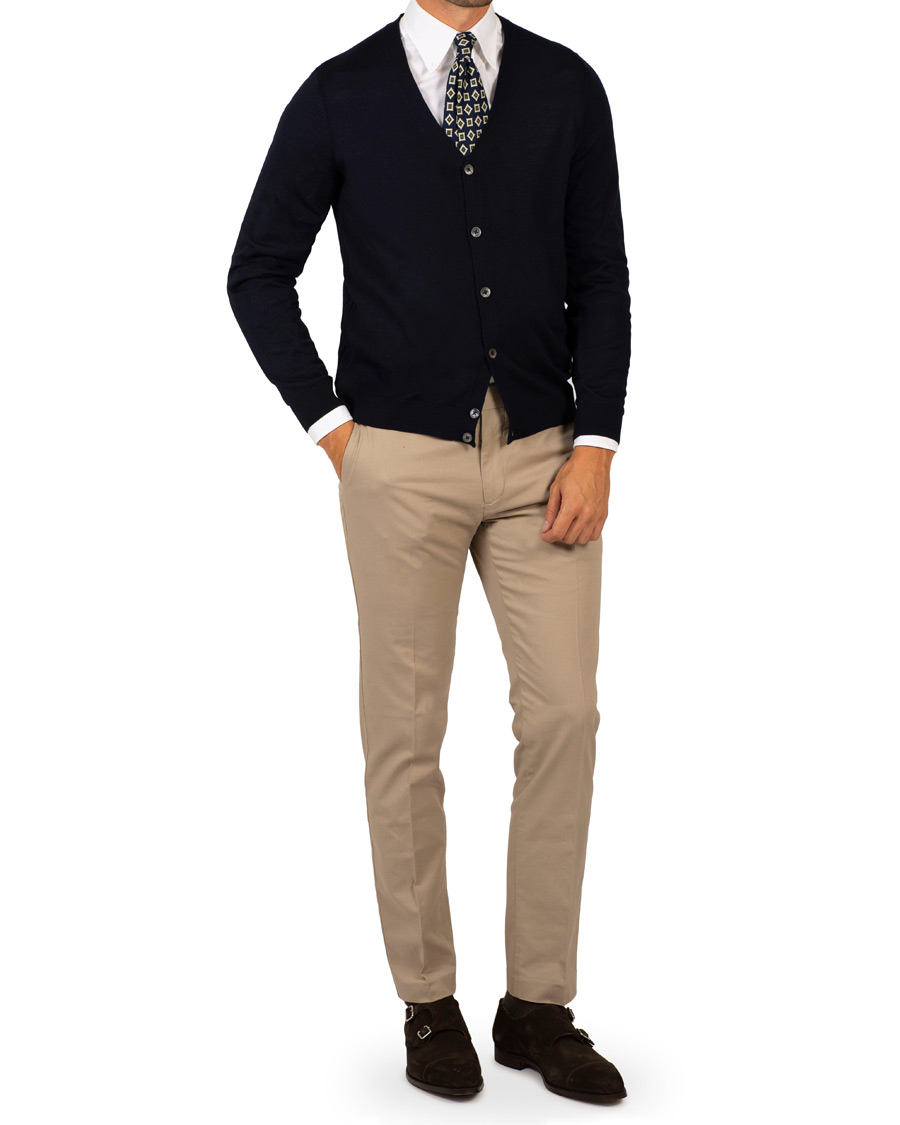 Heren | Truien | BOSS BLACK | BOSS Mardon Extra Fine Merino Cardigan Dark Navy