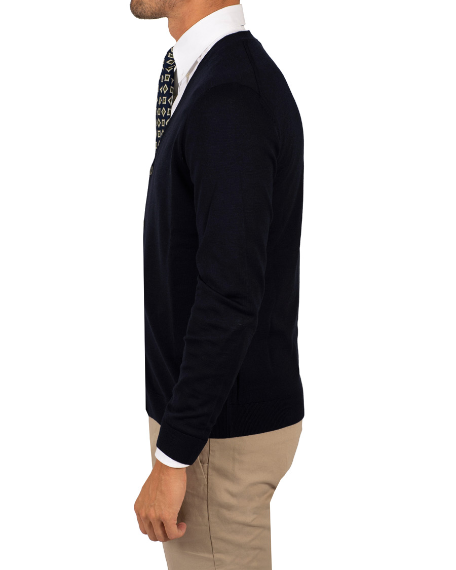 Heren | Truien | BOSS BLACK | BOSS Mardon Extra Fine Merino Cardigan Dark Navy