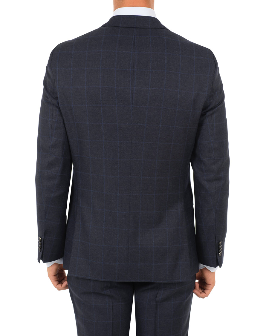 Heren | Pakken | BOSS BLACK | BOSS Johnstons/Lenon Check Wool Suit Open Blue