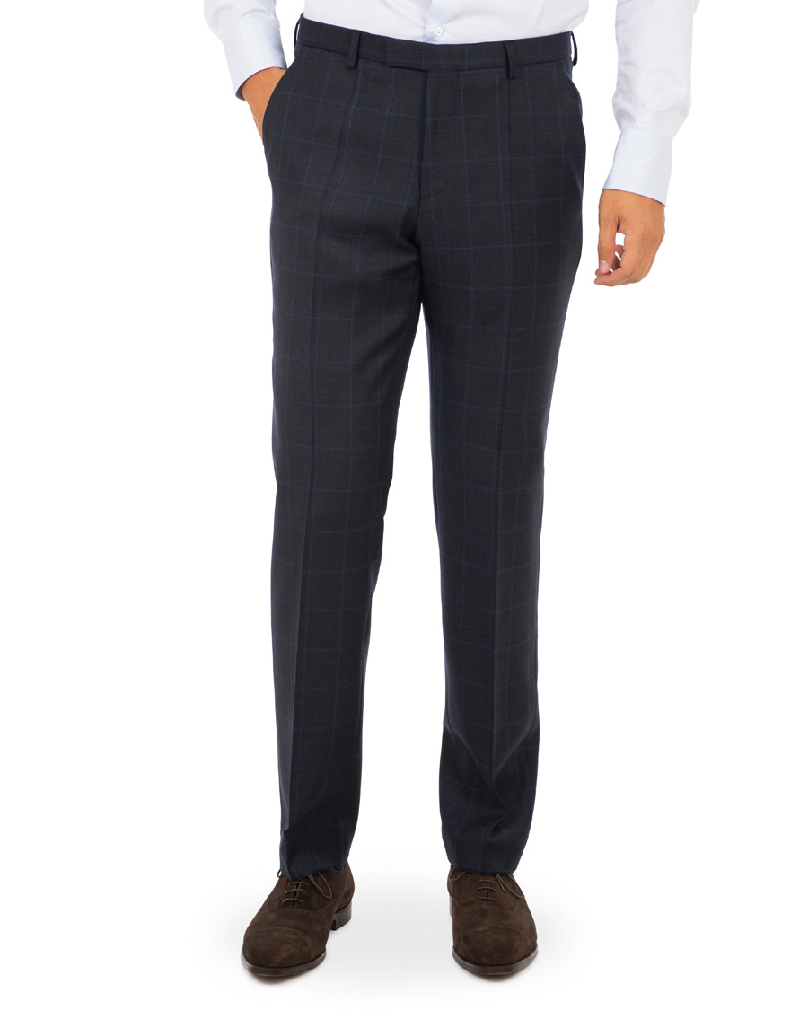 Heren | Pakken | BOSS BLACK | BOSS Johnstons/Lenon Check Wool Suit Open Blue