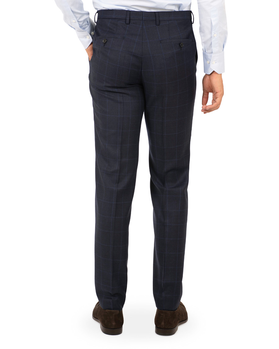 Heren | Pakken | BOSS BLACK | BOSS Johnstons/Lenon Check Wool Suit Open Blue