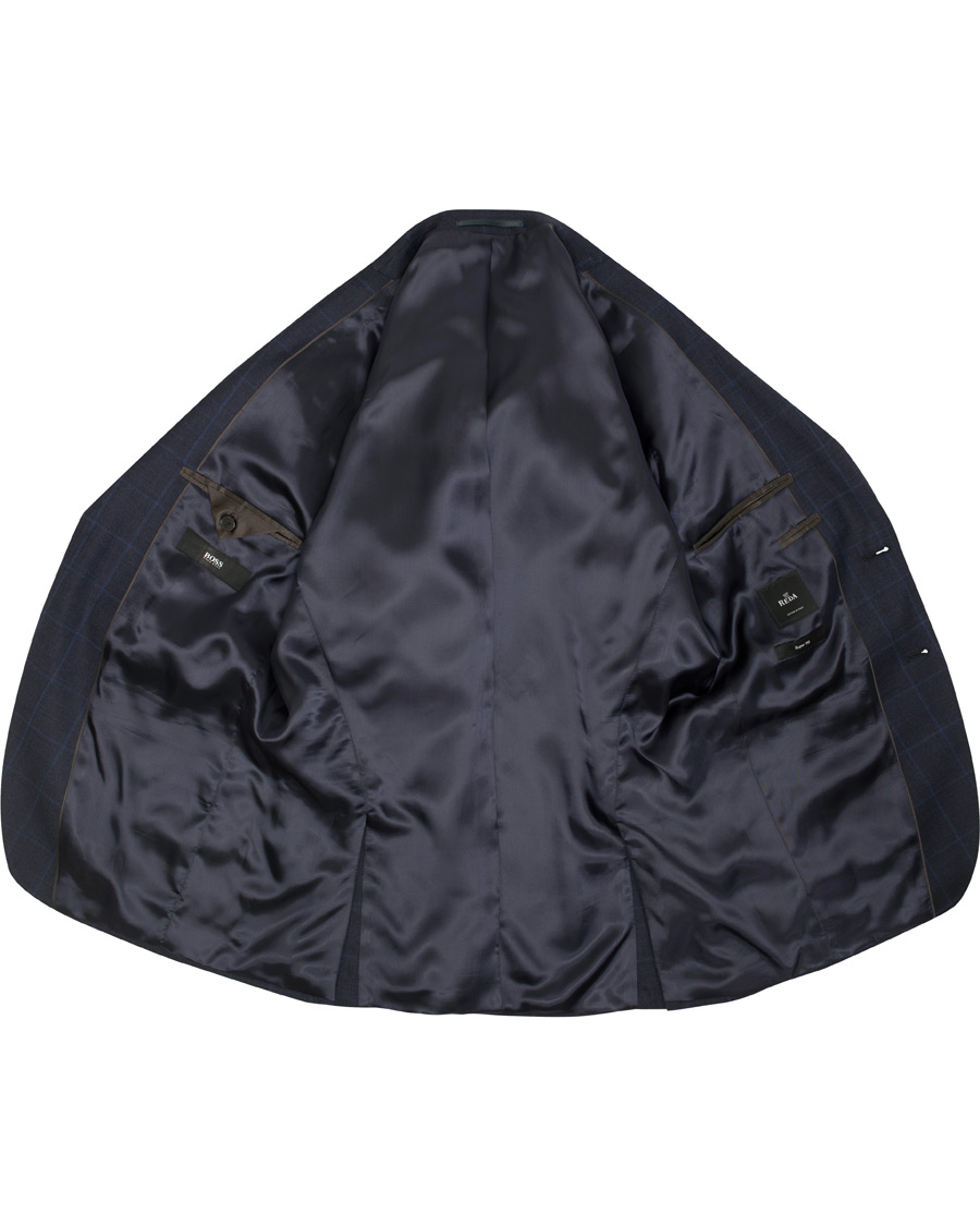Heren | Pakken | BOSS BLACK | BOSS Johnstons/Lenon Check Wool Suit Open Blue