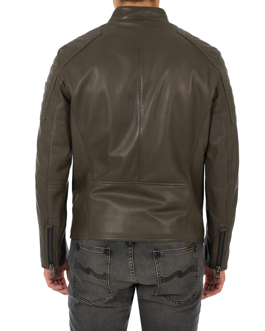Heren | Jassen | BOSS ORANGE | BOSS Casual Jaysee Biker Leather Jacket Dark Green