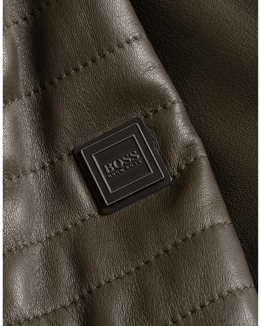 Heren | Jassen | BOSS ORANGE | BOSS Casual Jaysee Biker Leather Jacket Dark Green