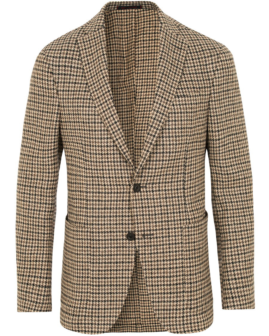 Heren | Blazers | The Gigi | Degas Single Breasted Houndstooth Tweed Blazer Brown