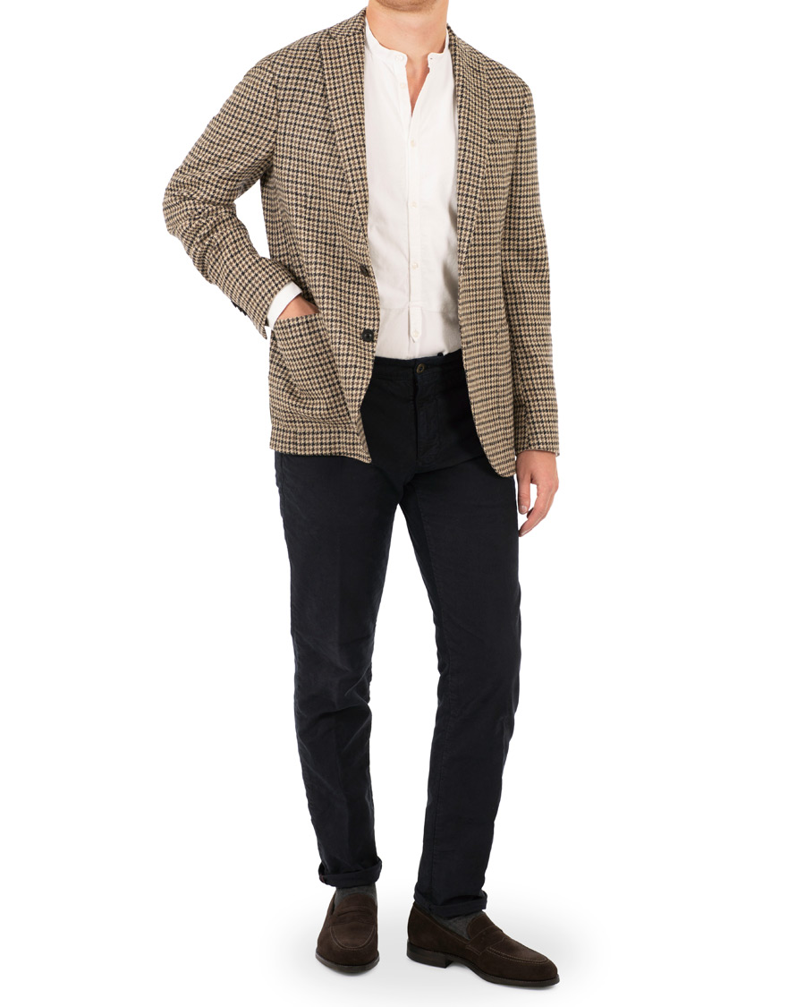 Heren | Blazers | The Gigi | Degas Single Breasted Houndstooth Tweed Blazer Brown