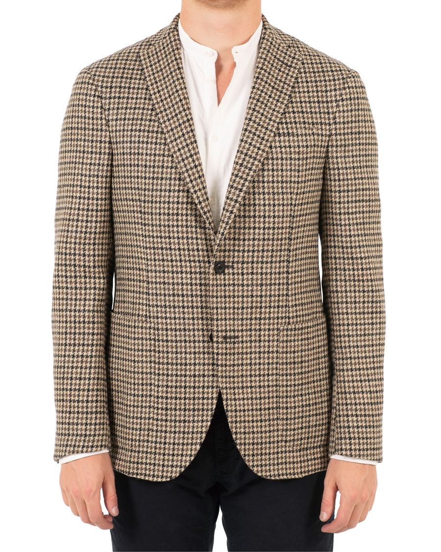 Heren | Blazers | The Gigi | Degas Single Breasted Houndstooth Tweed Blazer Brown