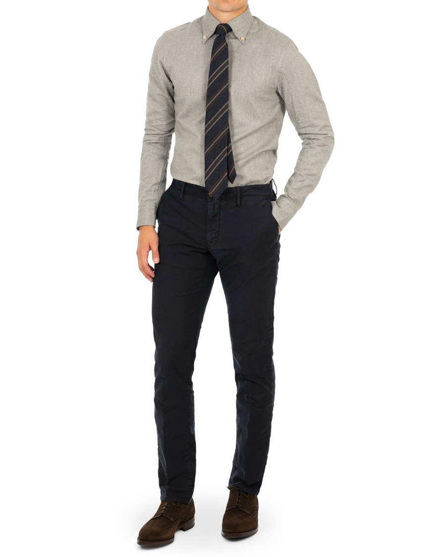 Heren | Overhemden | Stenströms | Slimline Flannel Shirt Grey