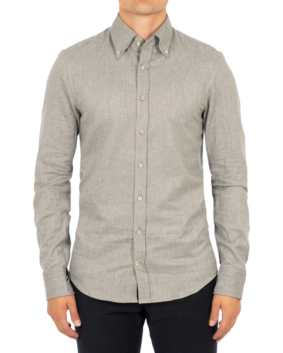 Heren | Overhemden | Stenströms | Slimline Flannel Shirt Grey