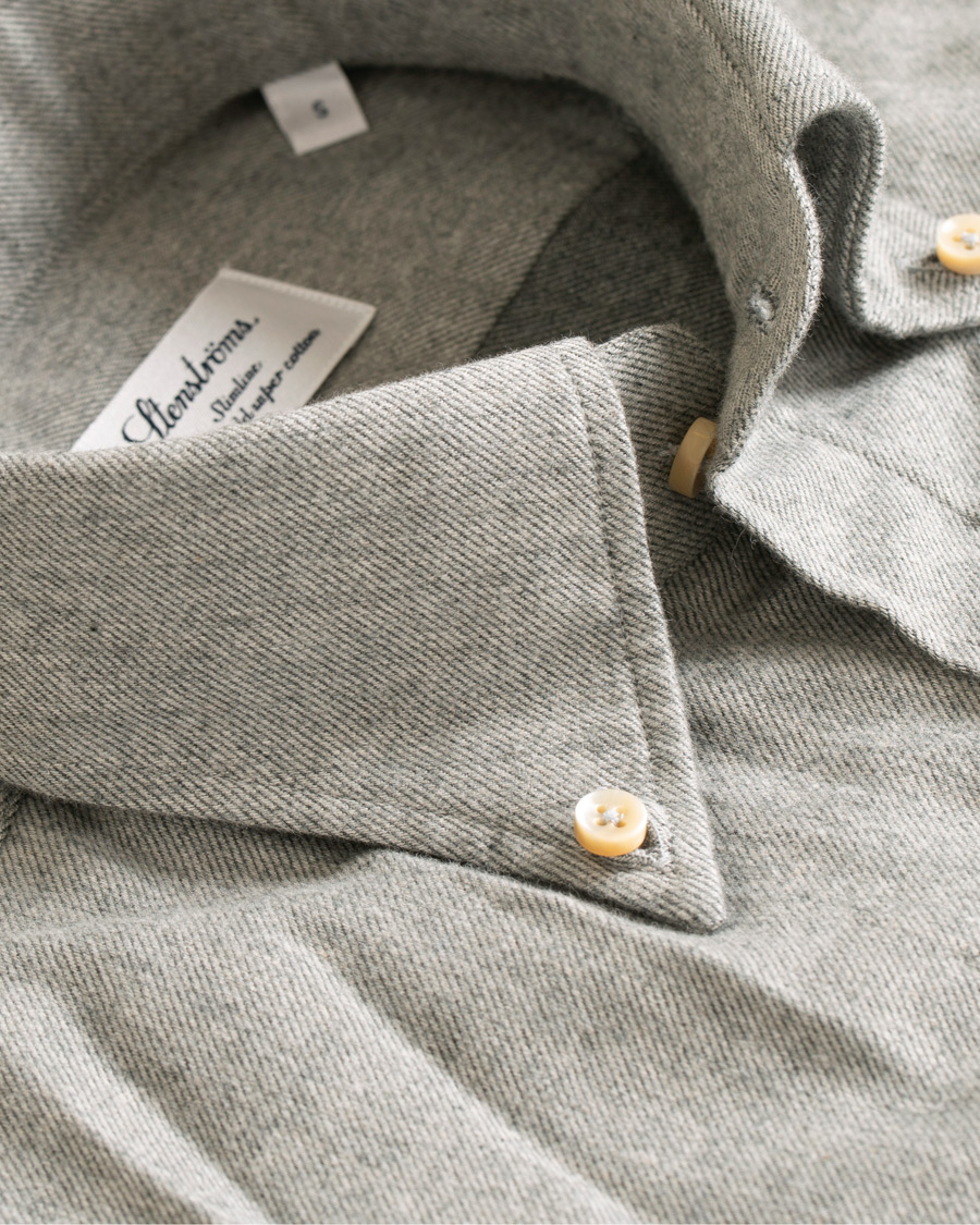 Heren | Overhemden | Stenströms | Slimline Flannel Shirt Grey