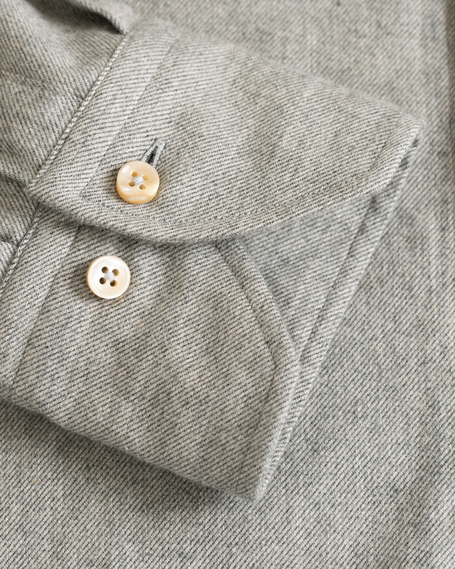 Heren | Overhemden | Stenströms | Slimline Flannel Shirt Grey