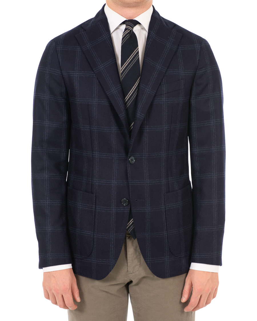 Heren | Blazers | Stenströms | Wool Glencheck Blazer Navy