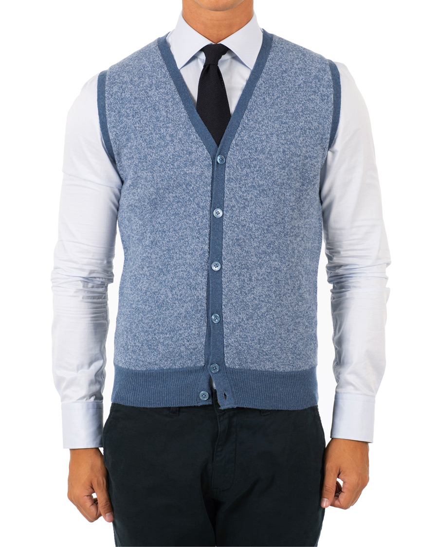 Heren | Truien | Stenströms | Lambswool Vest Blue