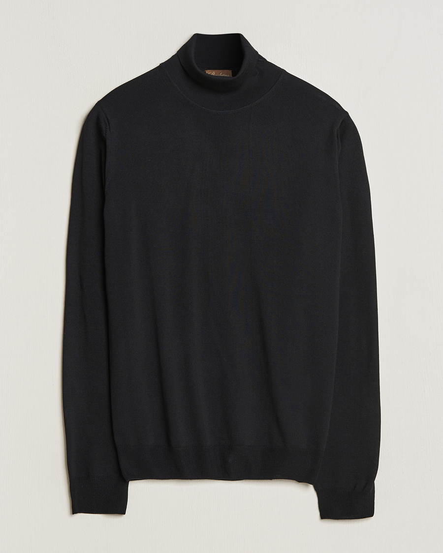 Heren | Truien | Stenströms | Fine Merino Rollneck Black