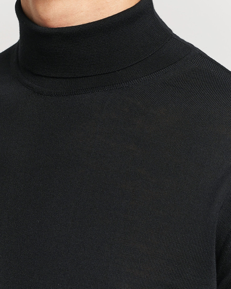 Heren | Truien | Stenströms | Fine Merino Rollneck Black