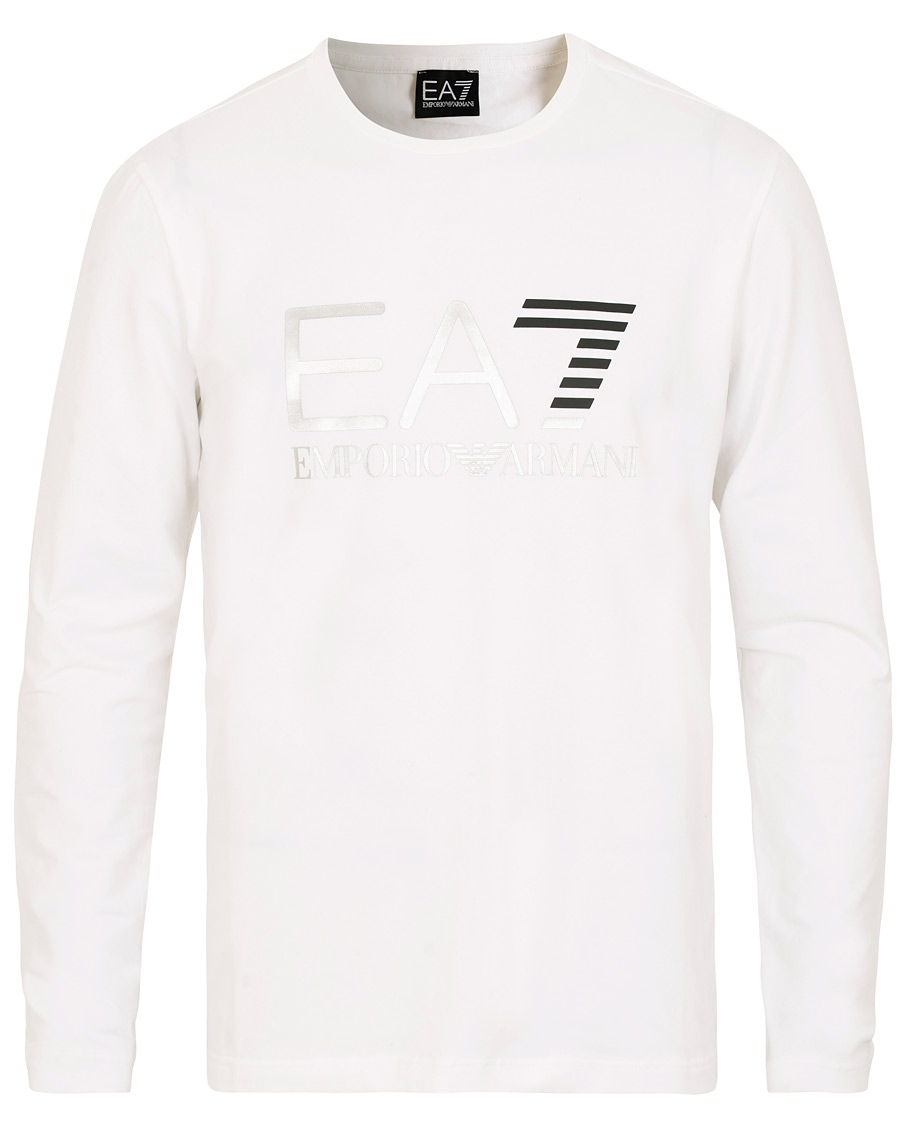 Heren | T-shirts | EA7 | Train Logo Crew Neck Long Sleeve Tee White