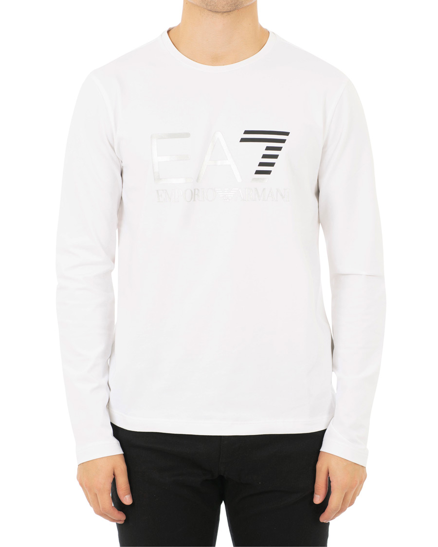 Heren | T-shirts | EA7 | Train Logo Crew Neck Long Sleeve Tee White