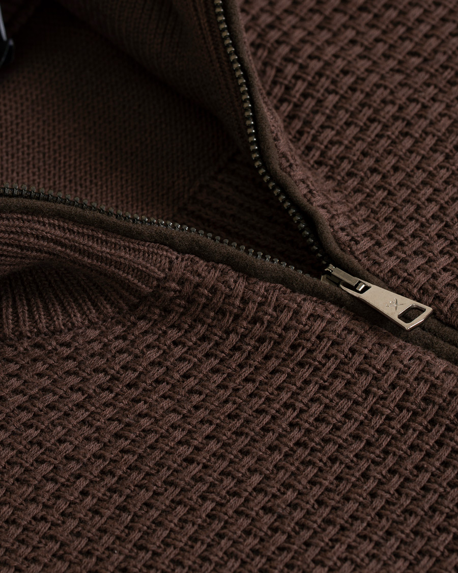 Heren | Truien | Hackett | Flannel Textured Full Zip Brown