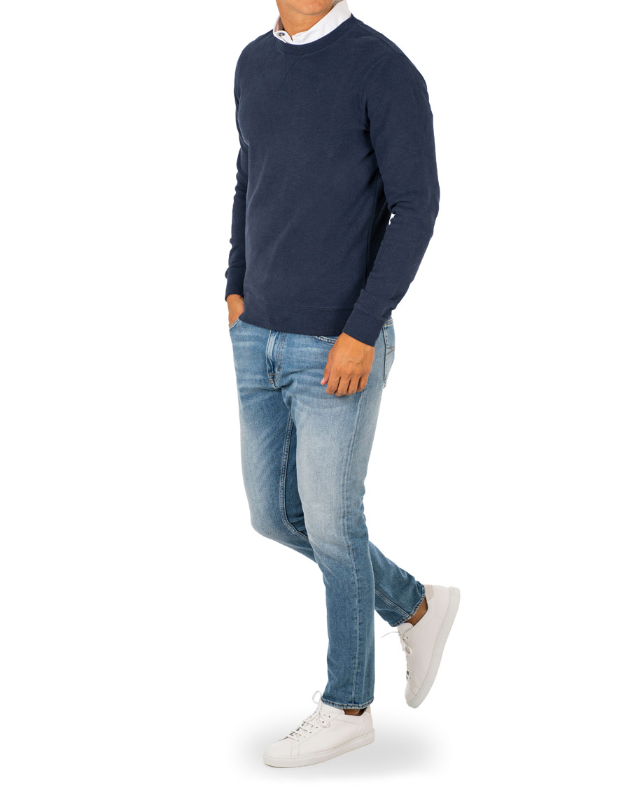 Heren | Truien | Sunspel | Loopback Sweatshirt Navy Melange