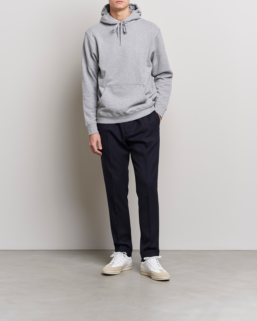 Heren | Truien | Sunspel | Loopback Hoodie Grey Melange