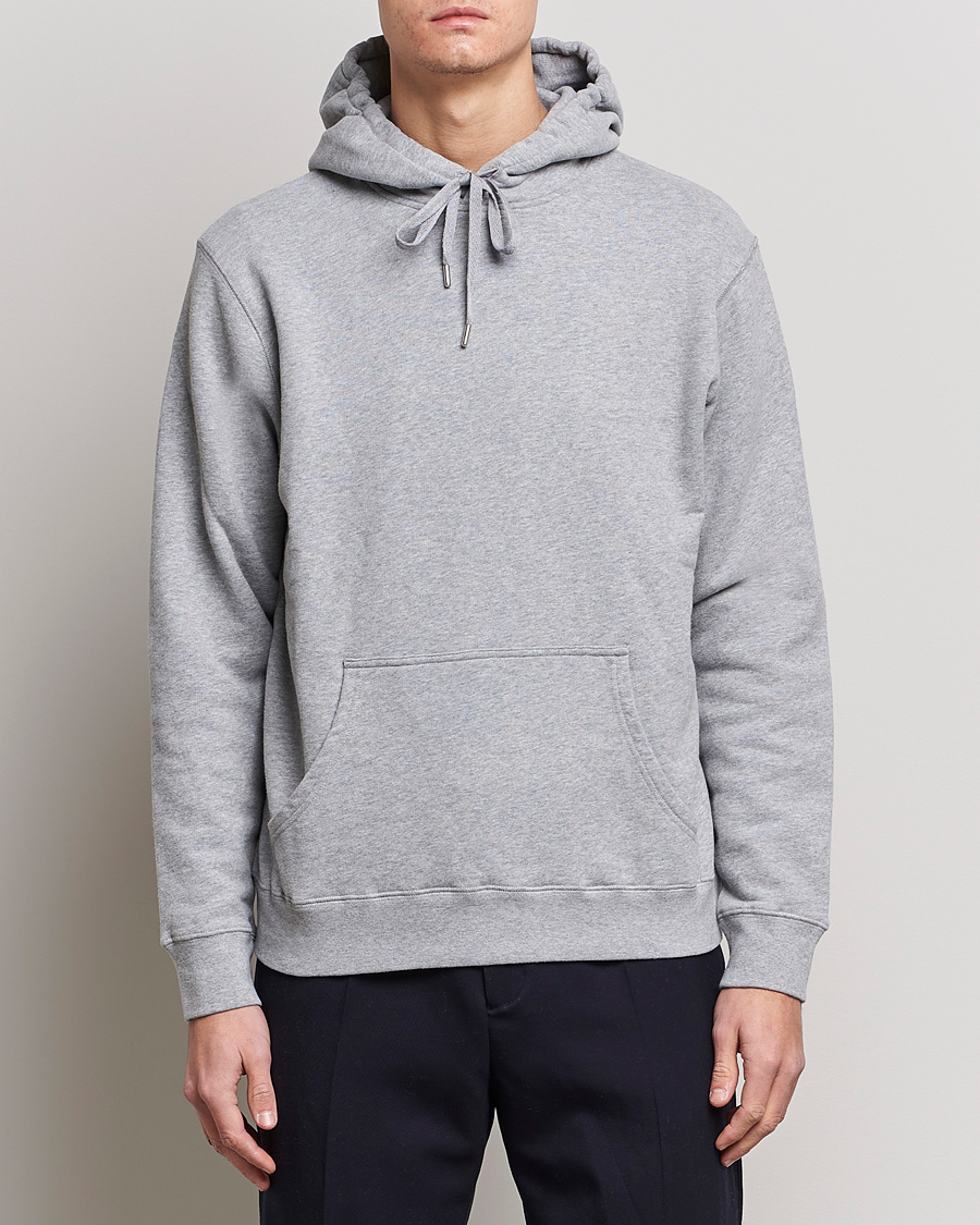 Heren | Hoodies | Sunspel | Loopback Hoodie Grey Melange