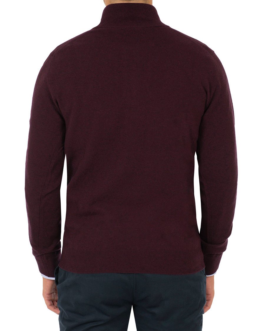 Heren | Truien | GANT | Superfine Lambswool Half Zip Dark Burgundy Melange