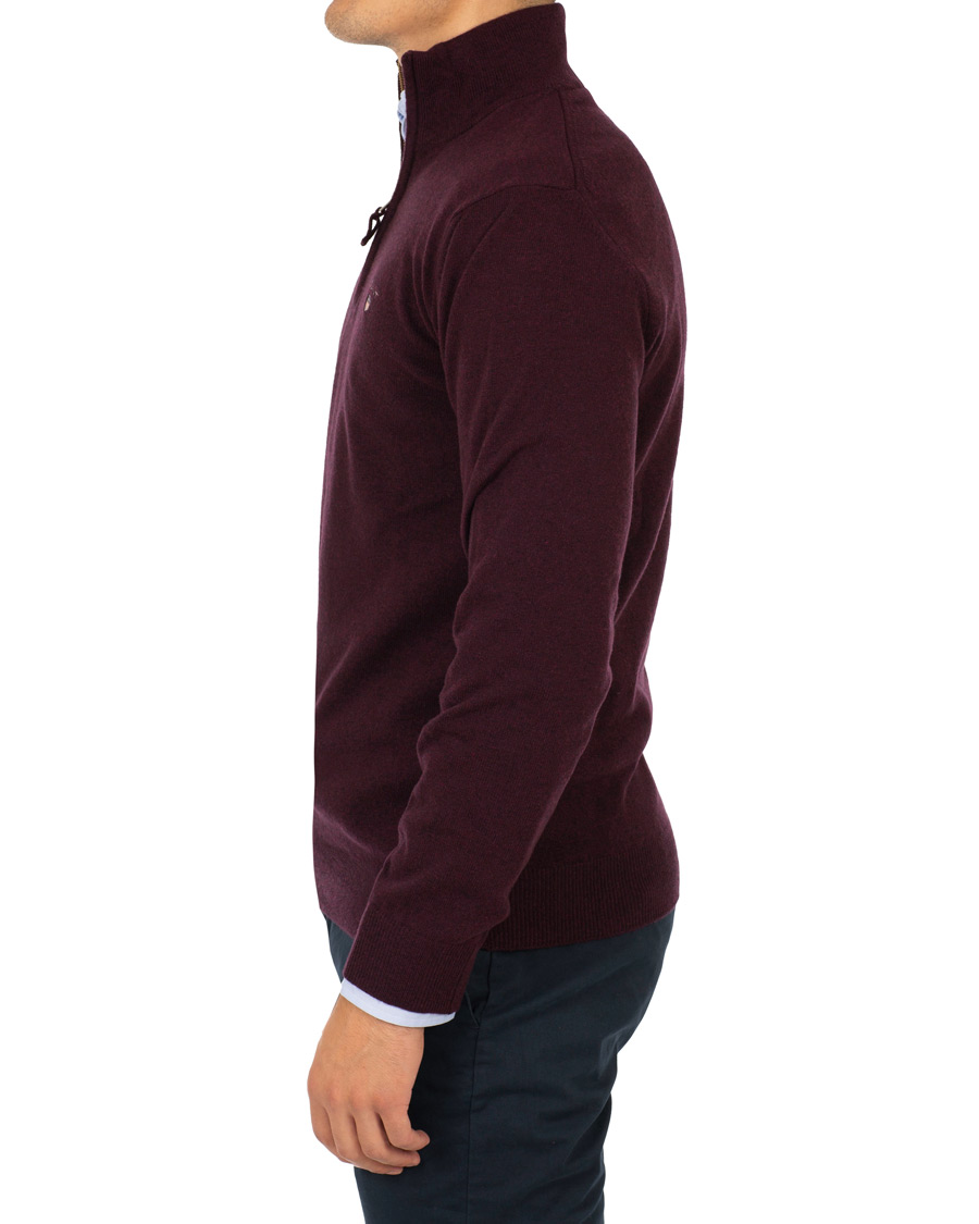 Heren | Truien | GANT | Superfine Lambswool Half Zip Dark Burgundy Melange