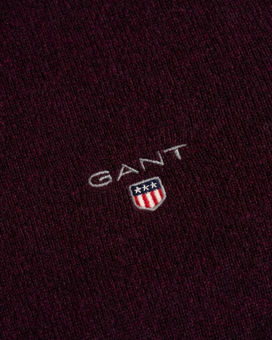 Heren | Truien | GANT | Superfine Lambswool Half Zip Dark Burgundy Melange