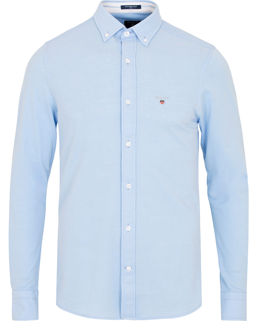 Heren | Overhemden | GANT | Slim Fit Tech Prep Pique Shirt Capri Blue