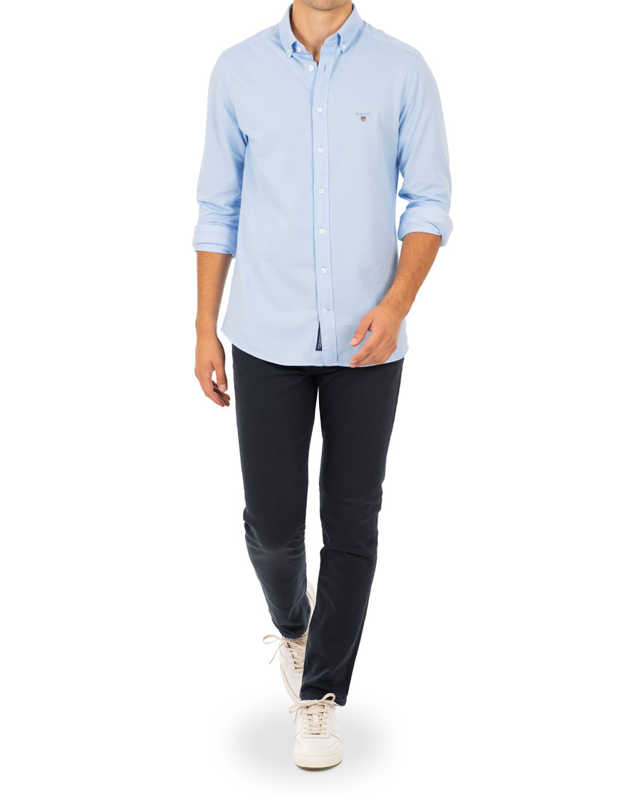 Heren | Overhemden | GANT | Slim Fit Tech Prep Pique Shirt Capri Blue