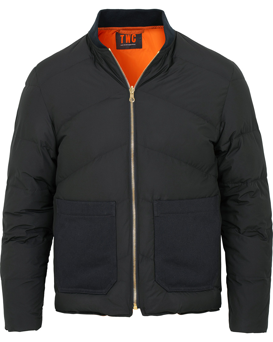 Heren | Jassen | The Workers Club | Reversible Down Filled Bomber Navy/Orange