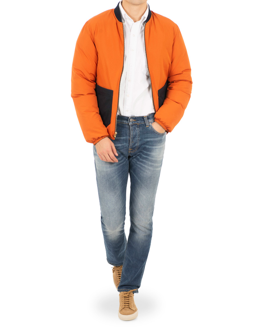 Heren | Jassen | The Workers Club | Reversible Down Filled Bomber Navy/Orange