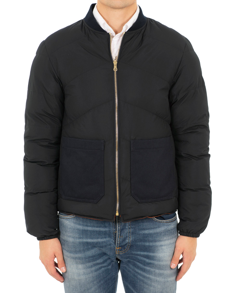 Heren | Jassen | The Workers Club | Reversible Down Filled Bomber Navy/Orange