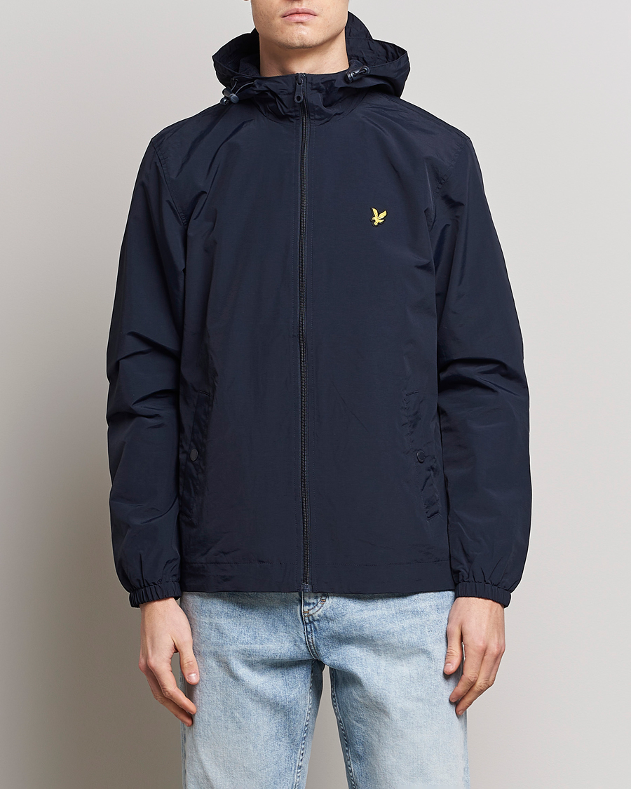 Lyle and scott zip through hooded jacket navy deals