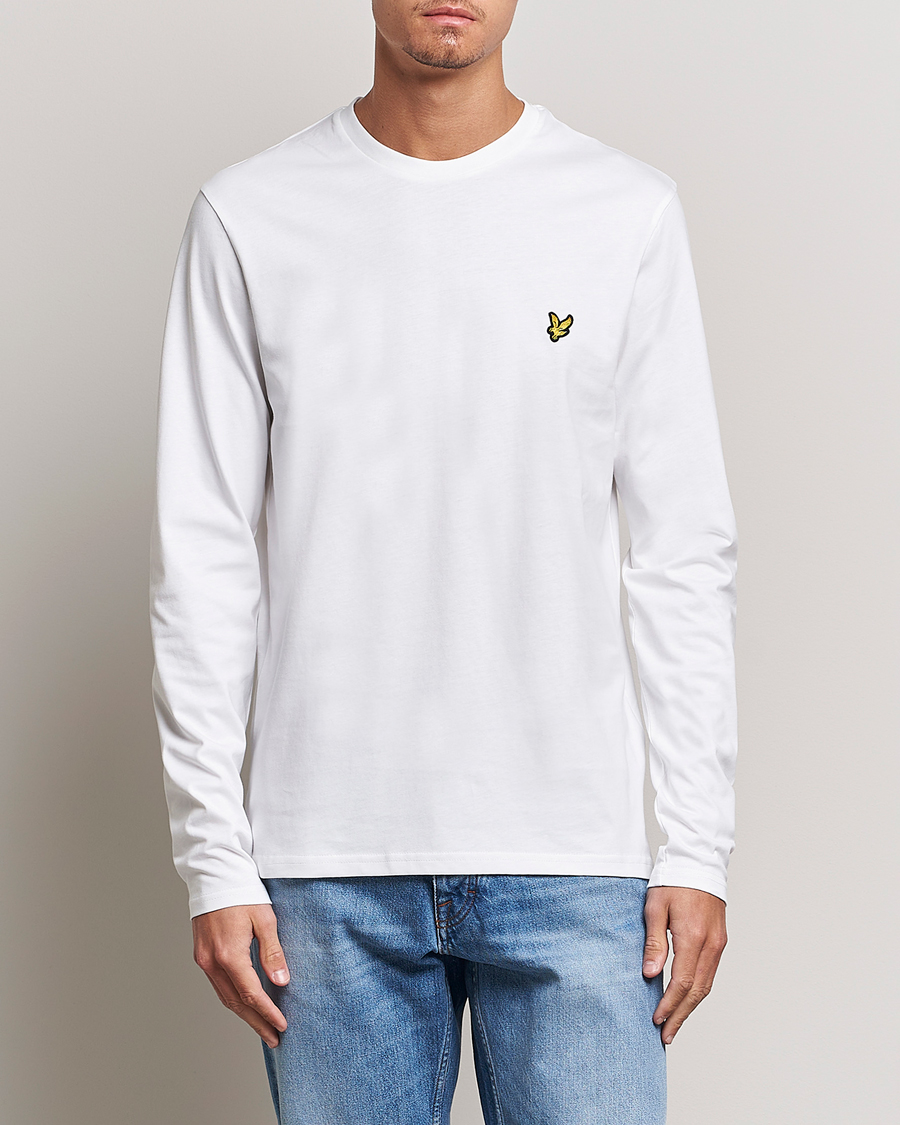 Heren | T-shirts met lange mouwen | Lyle & Scott | Plain Long Sleeve Cotton T-Shirt White