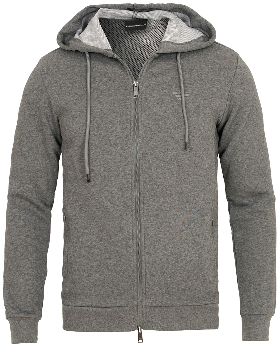 Heren | Truien | Emporio Armani | Full Zip Hoodie Grey Melange