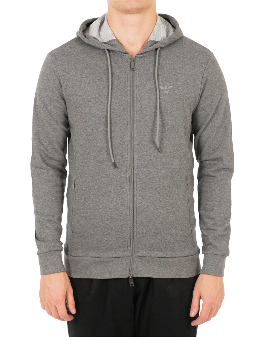 Heren | Truien | Emporio Armani | Full Zip Hoodie Grey Melange