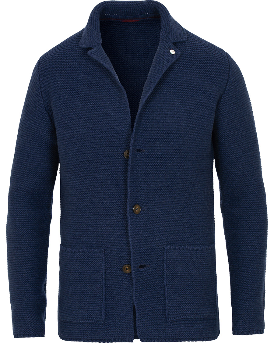 Heren | Blazers | L.B.M. 1911 | Knitted Cardigan Blazer Dark Blue