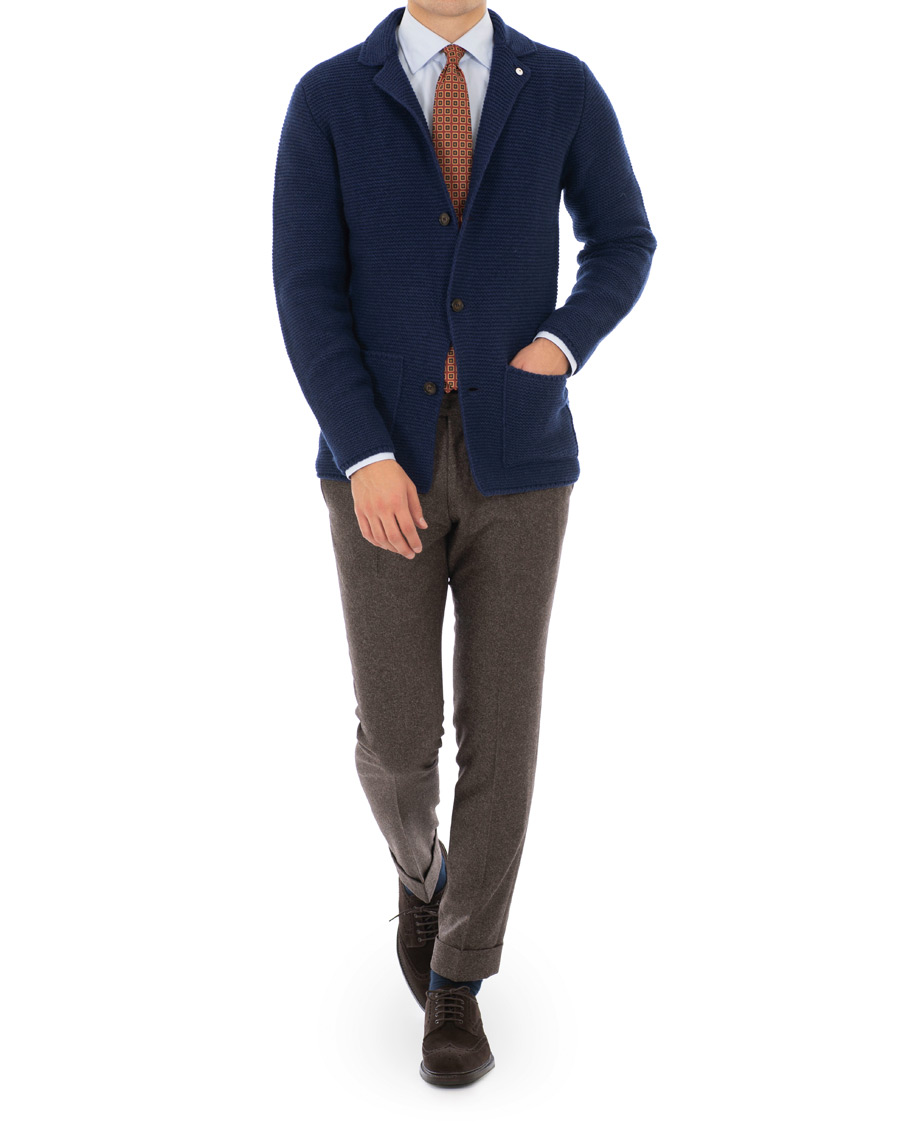Heren | Blazers | L.B.M. 1911 | Knitted Cardigan Blazer Dark Blue