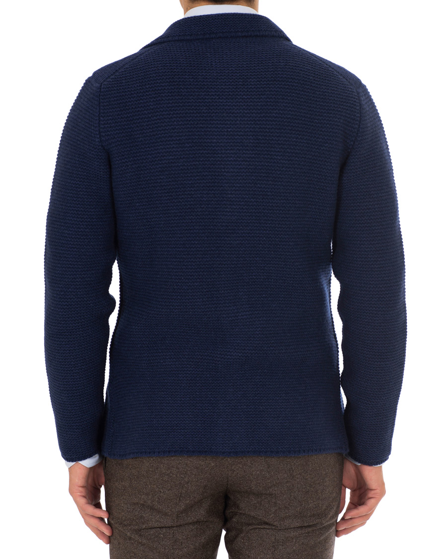 Heren | Blazers | L.B.M. 1911 | Knitted Cardigan Blazer Dark Blue
