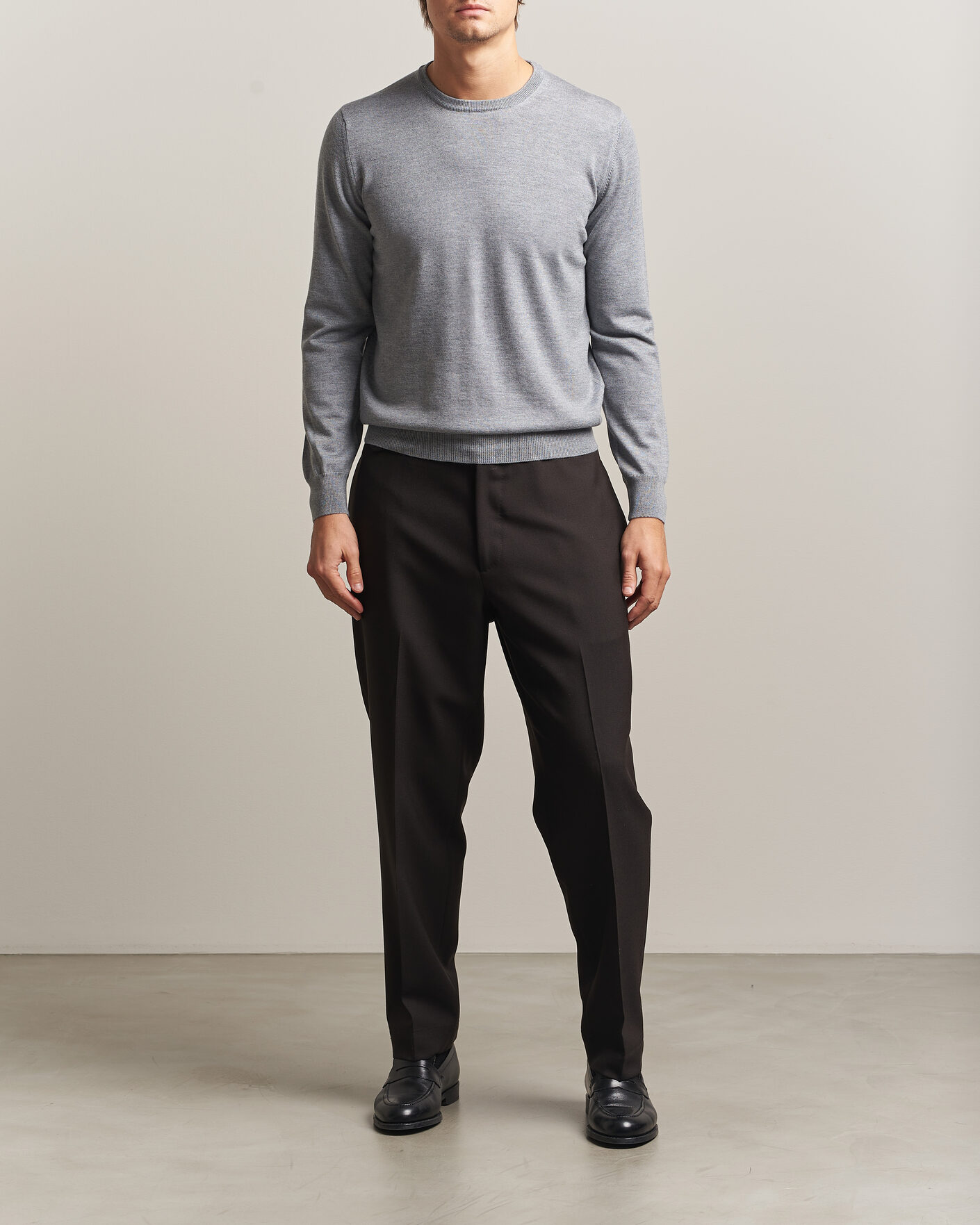Heren | Truien | Gran Sasso | Merino Fashion Fit Crew Neck Pullover Light Grey