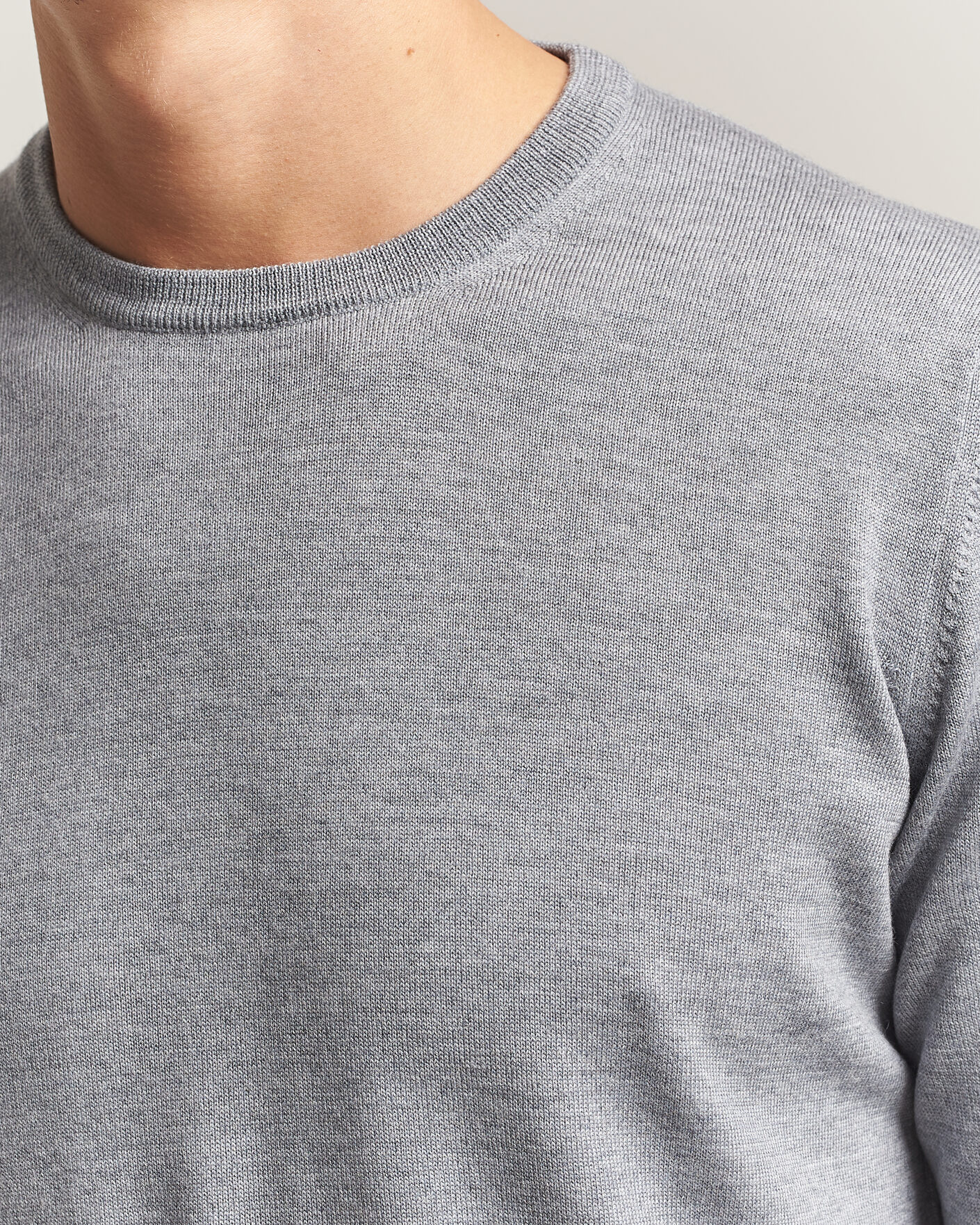 Heren | Truien | Gran Sasso | Merino Fashion Fit Crew Neck Pullover Light Grey