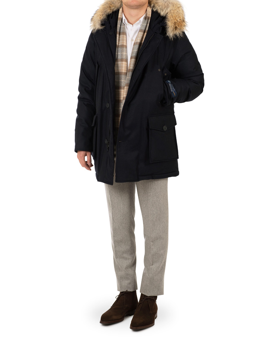 Heren | Jassen | Woolrich | Loro Piana Arctic Parka DF Navy Melton
