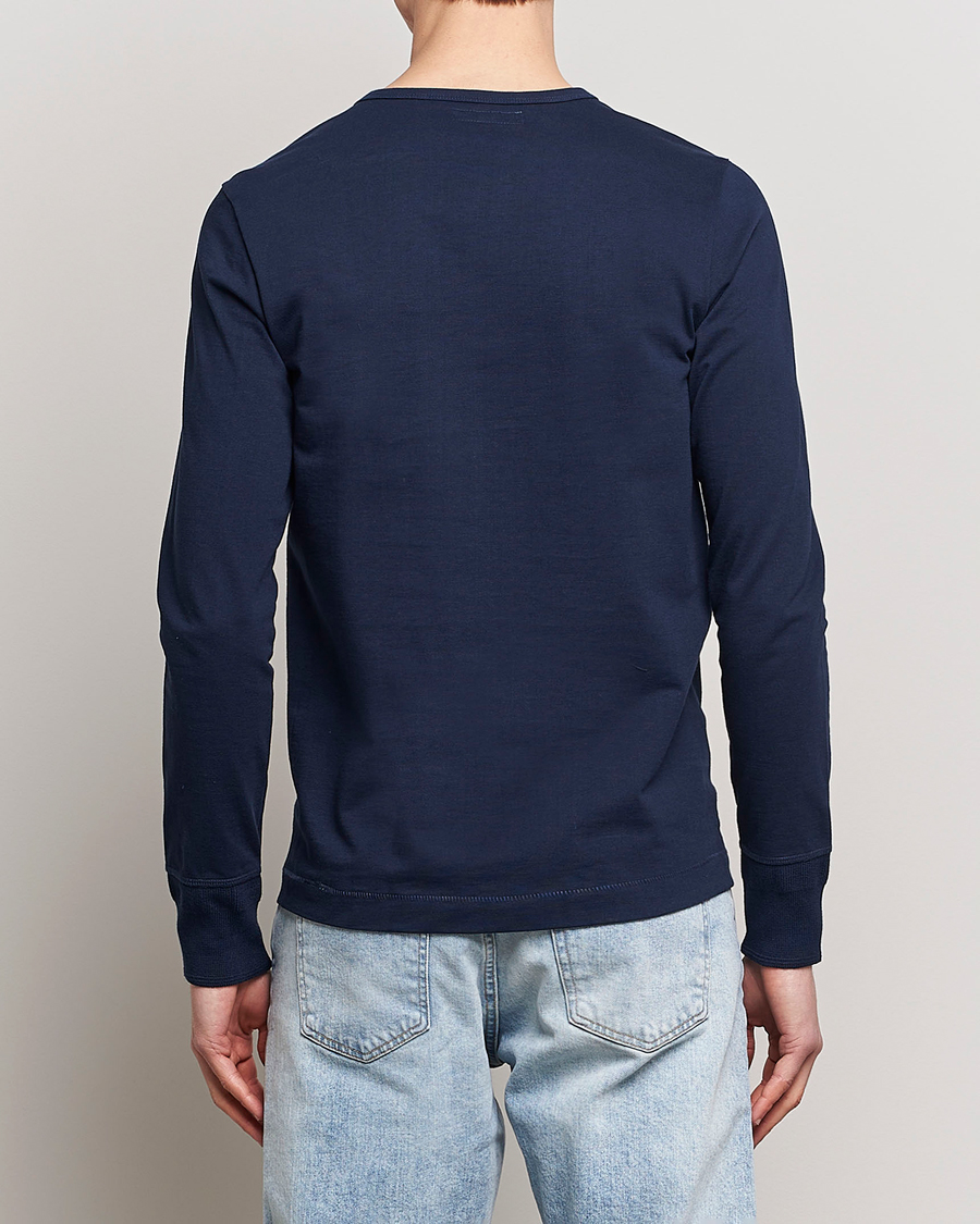 Heren | Truien | Merz b. Schwanen | Classic Organic Cotton Henley Sweater Ink Blue