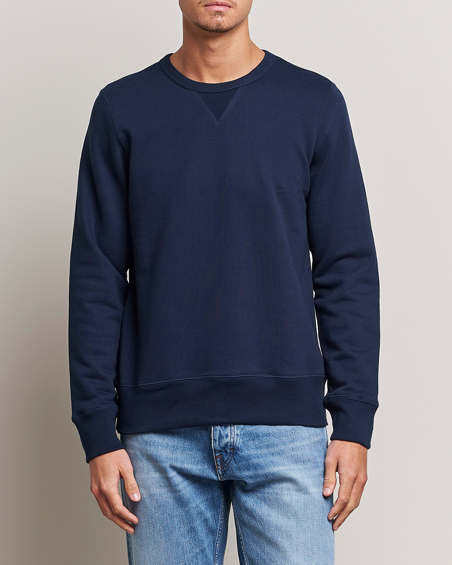 Heren | Merz b. Schwanen | Merz b. Schwanen | Organic Cotton Crew Neck Sweat Ink Blue