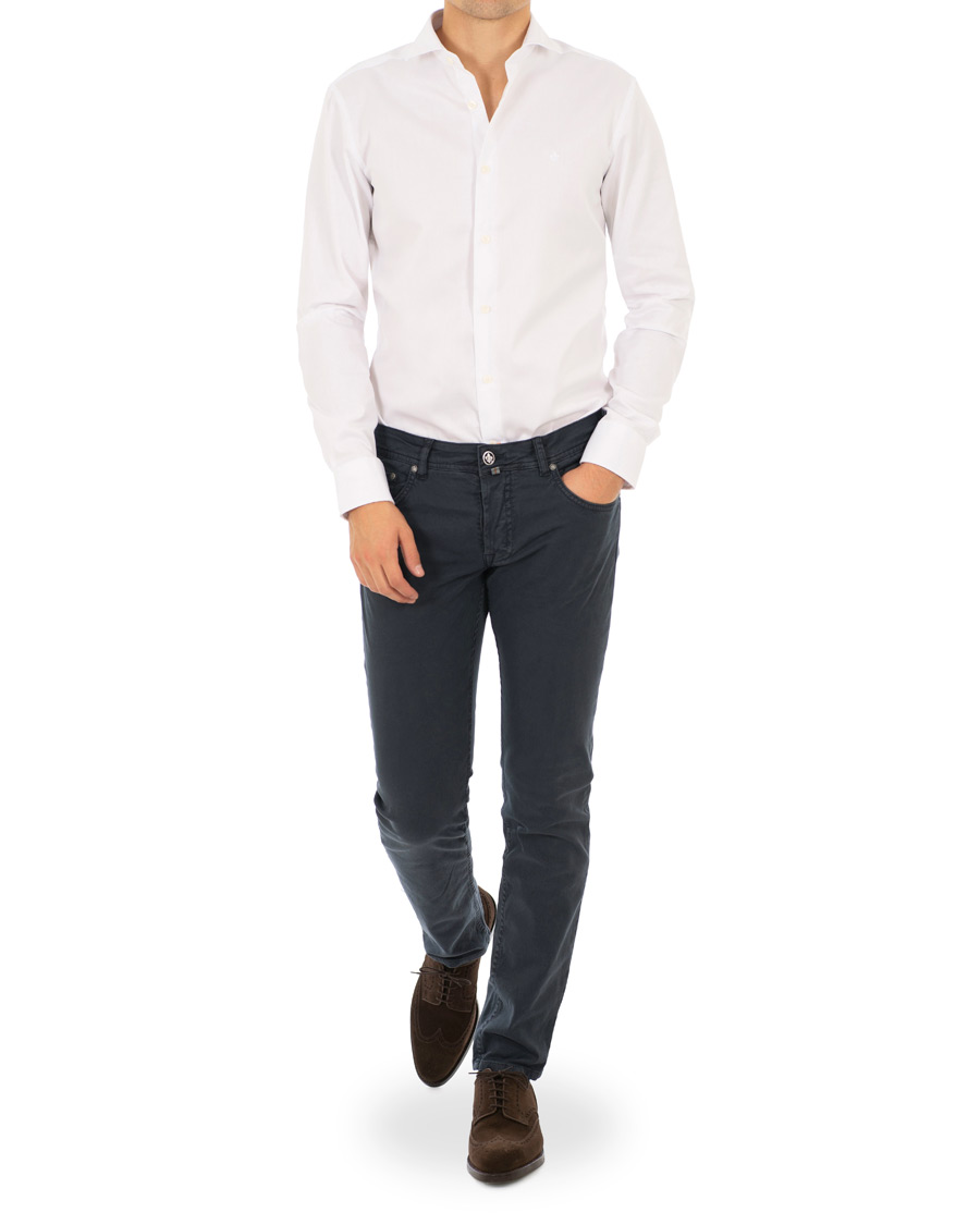 Heren | Overhemden | Morris | Dean Spread Collar Cotton Shirt White