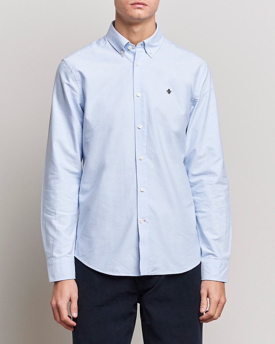 Heren | Casual | Morris | Oxford Button Down Cotton Shirt Light Blue