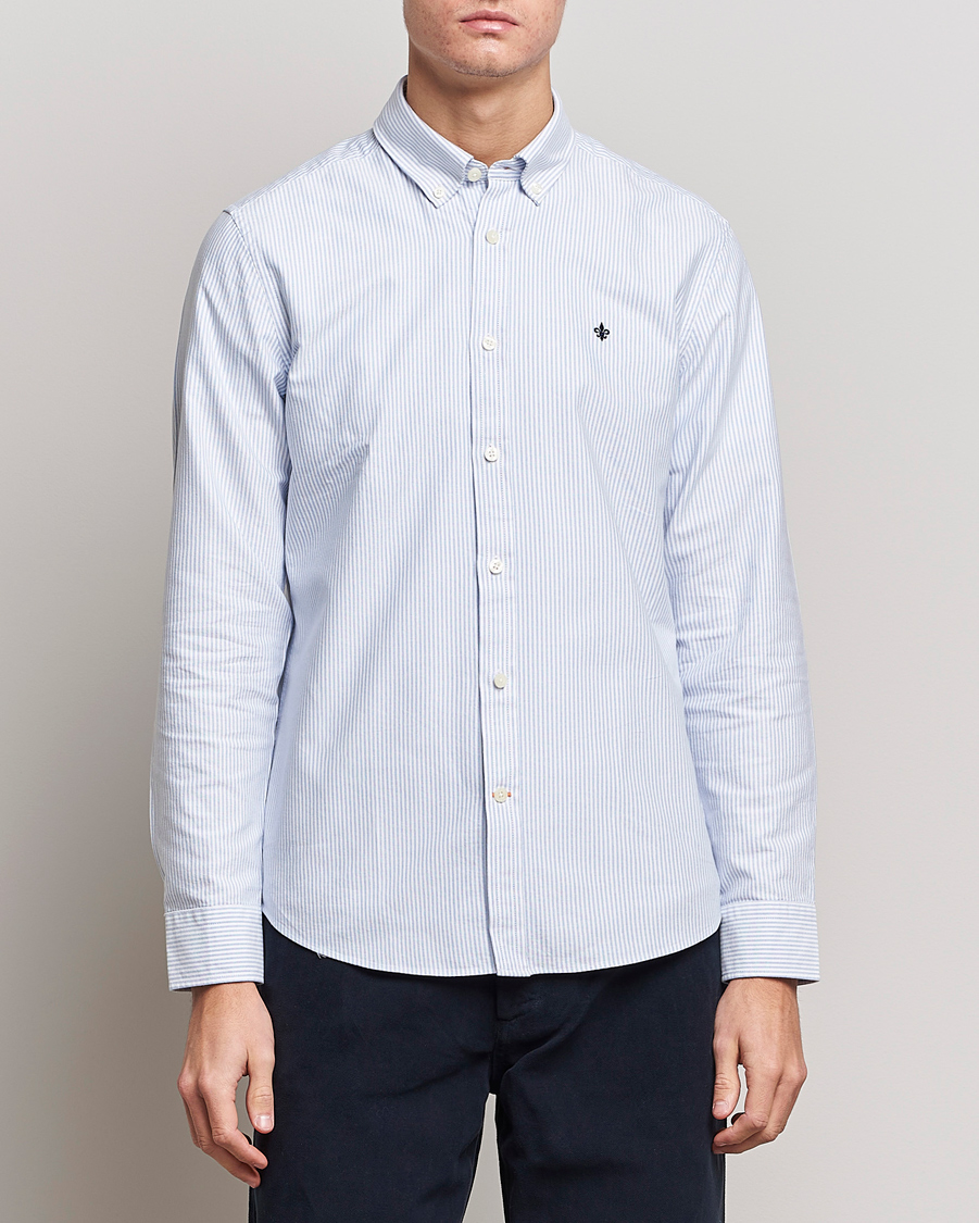 Heren | Morris | Morris | Oxford Striped Button Down Cotton Shirt Light Blue